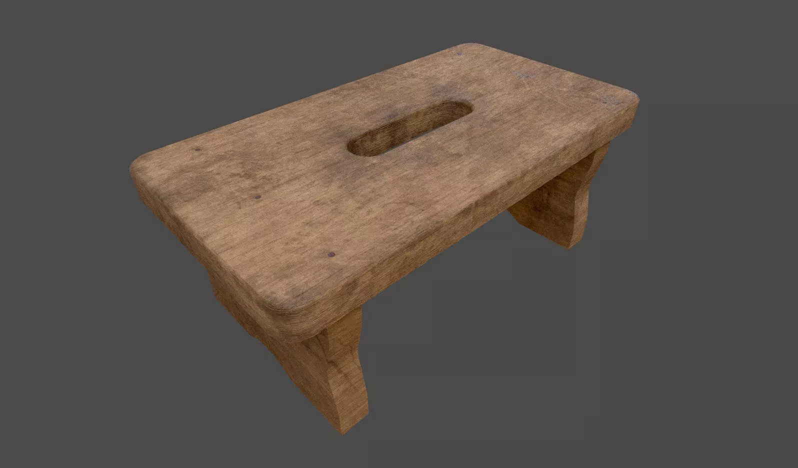 Traditional Balkan vintage wooden stool Low-poly 3D model