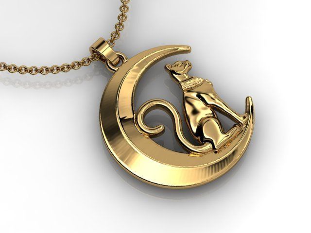 Moon Cat pendant 3D Bohemian  3D print model_1