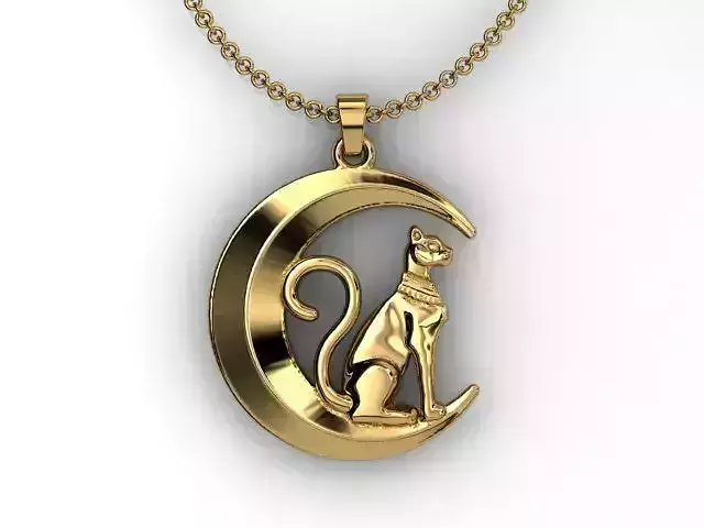Moon Cat pendant 3D Bohemian 