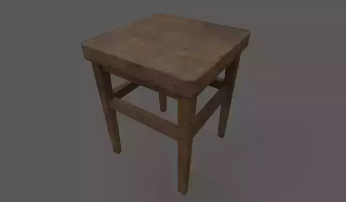 Traditional Balkan vintage wooden stool