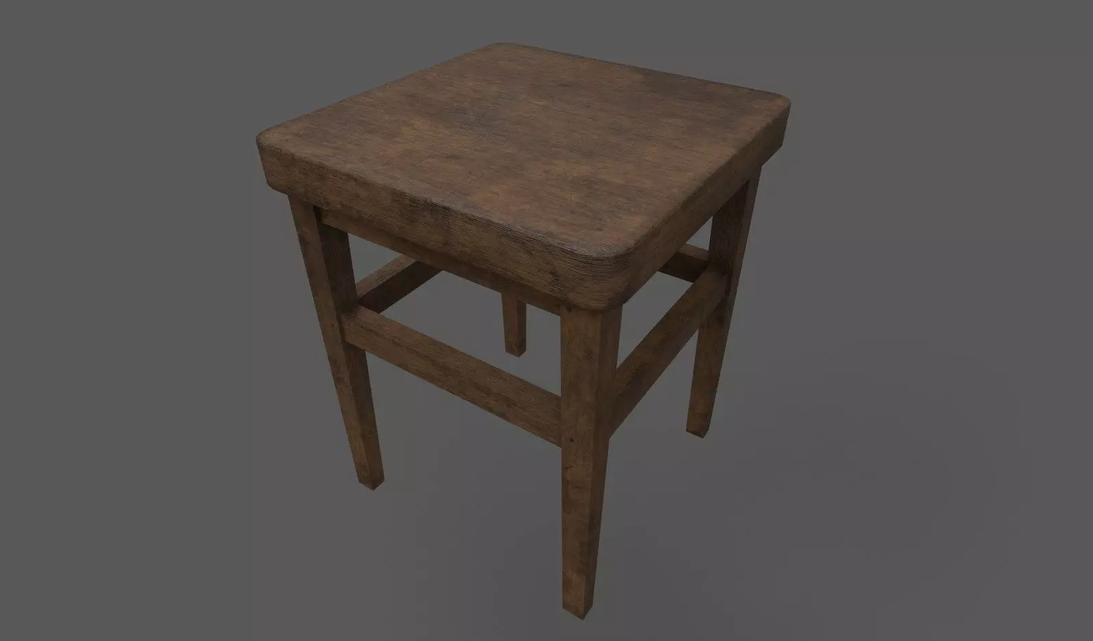 Traditional Balkan vintage wooden stool Low-poly 3D model