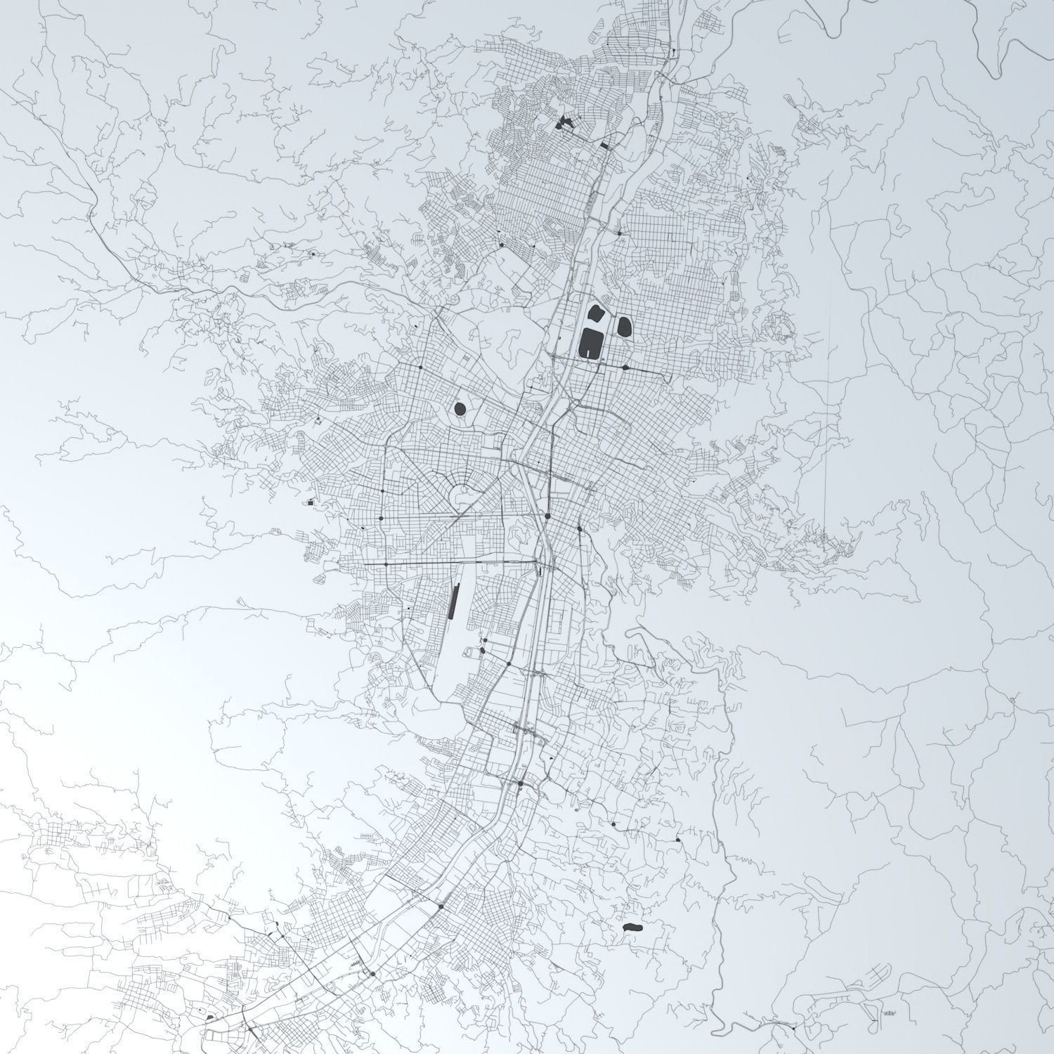 Medellin Road Network and Streets 3D model_1