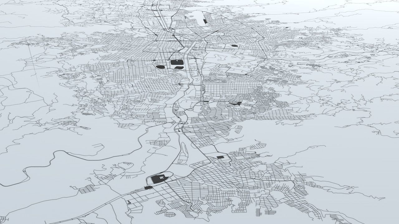 Medellin Road Network and Streets 3D model_2