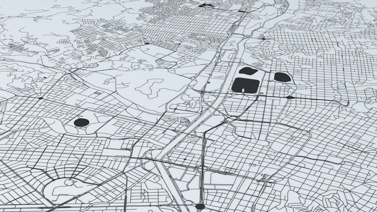 Medellin Road Network and Streets 3D model_7