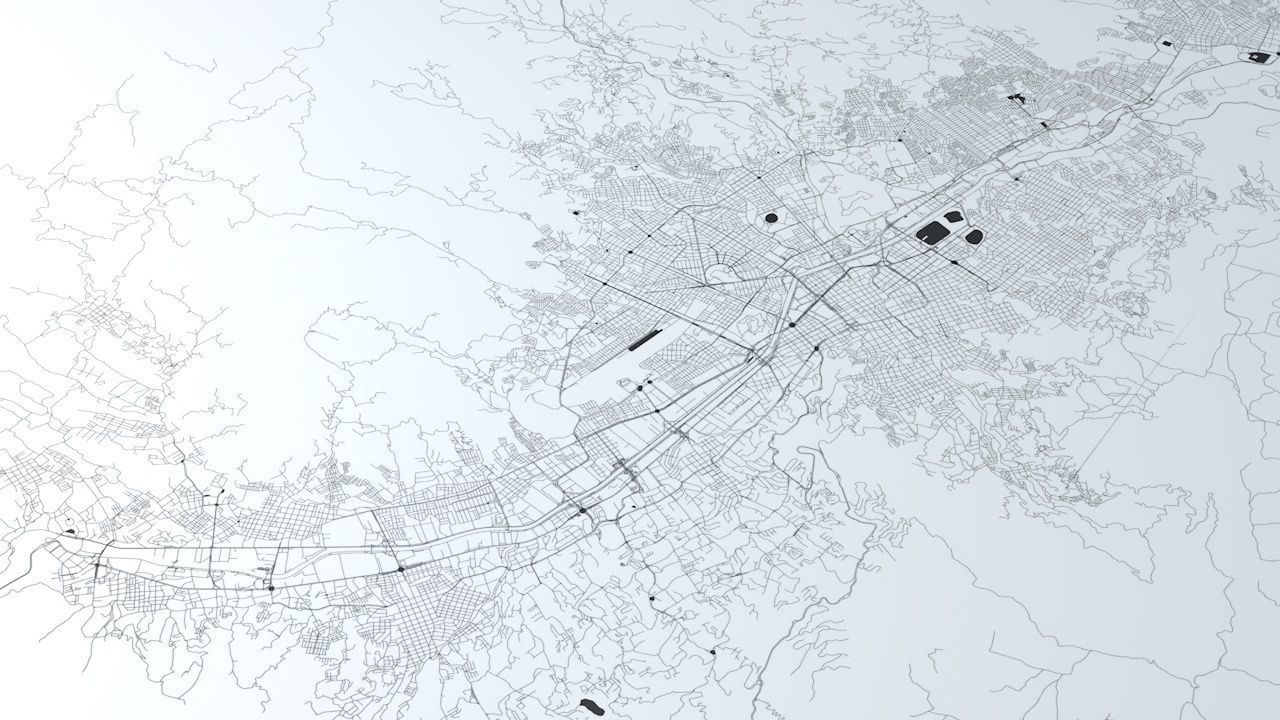 Medellin Road Network and Streets 3D model_5