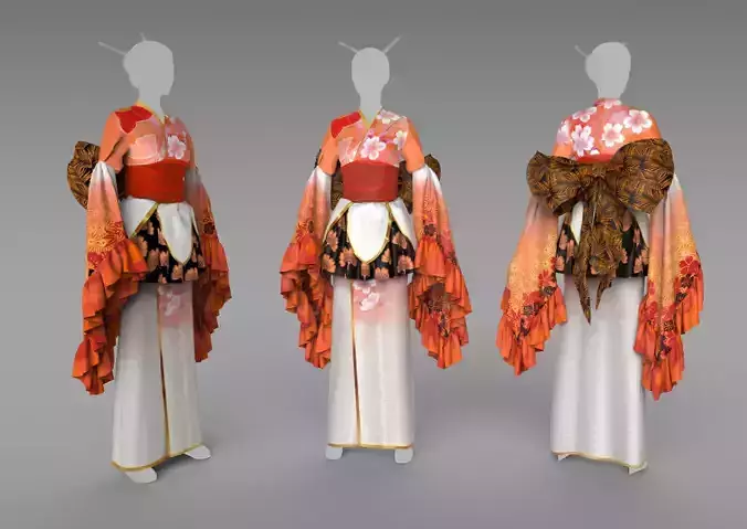 Kimono model made in Marvelous Designer