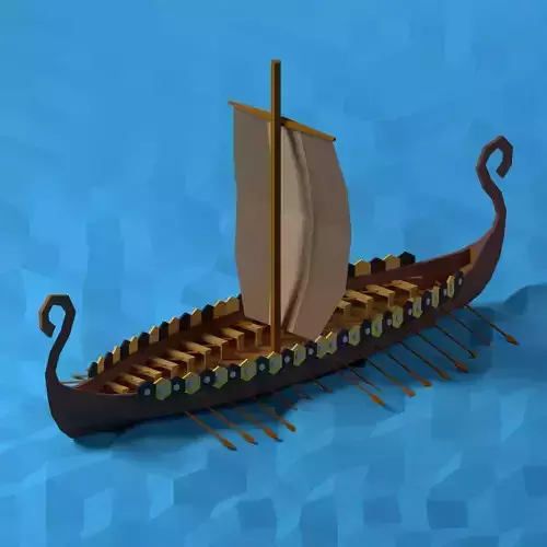 Low poly Viking Ship Low-poly 3D model