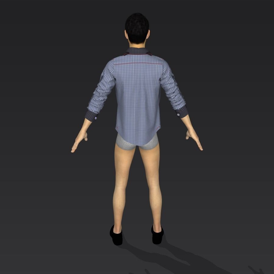 Shirt man in shorts and 3D model_3