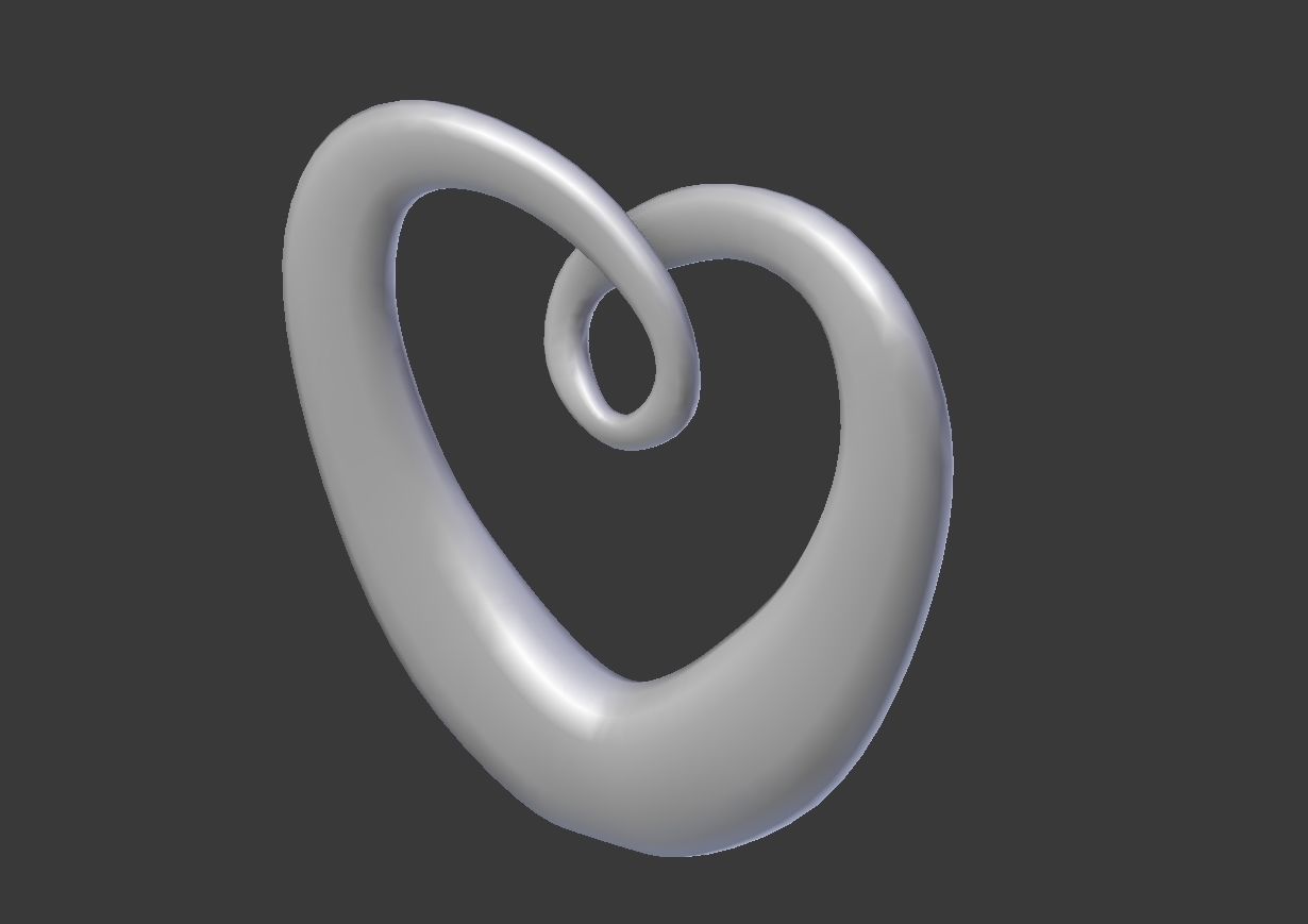 Modern Chrome Heart Decoration 3D model_4