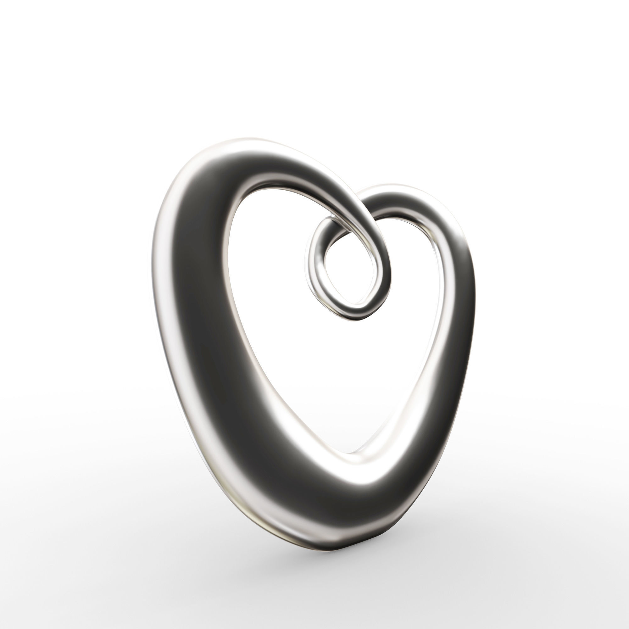 Modern Chrome Heart Decoration 3D model_2