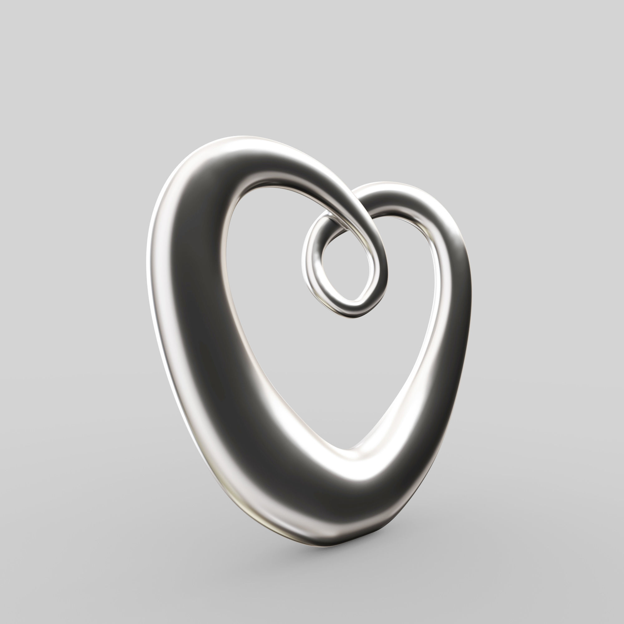 Modern Chrome Heart Decoration 3D model_1