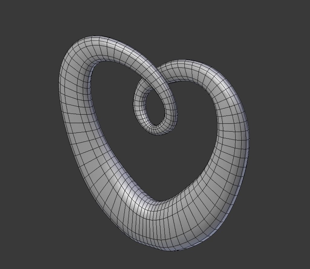 Modern Chrome Heart Decoration 3D model_5