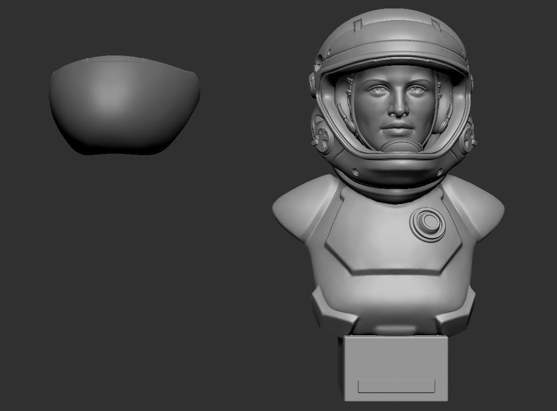 Astronaut Girl Bust 3D print model_4