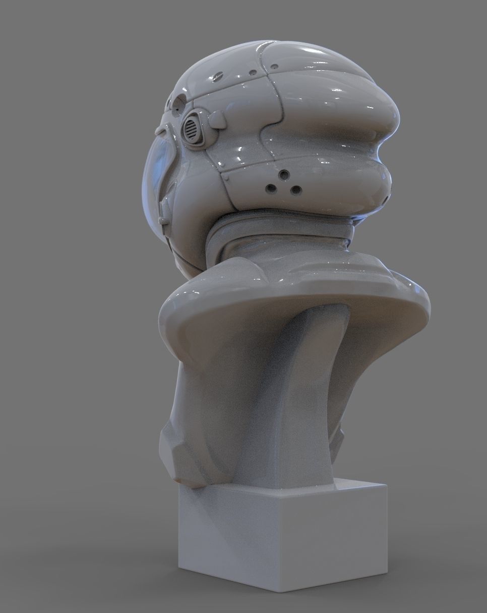 Astronaut Girl Bust 3D print model_3