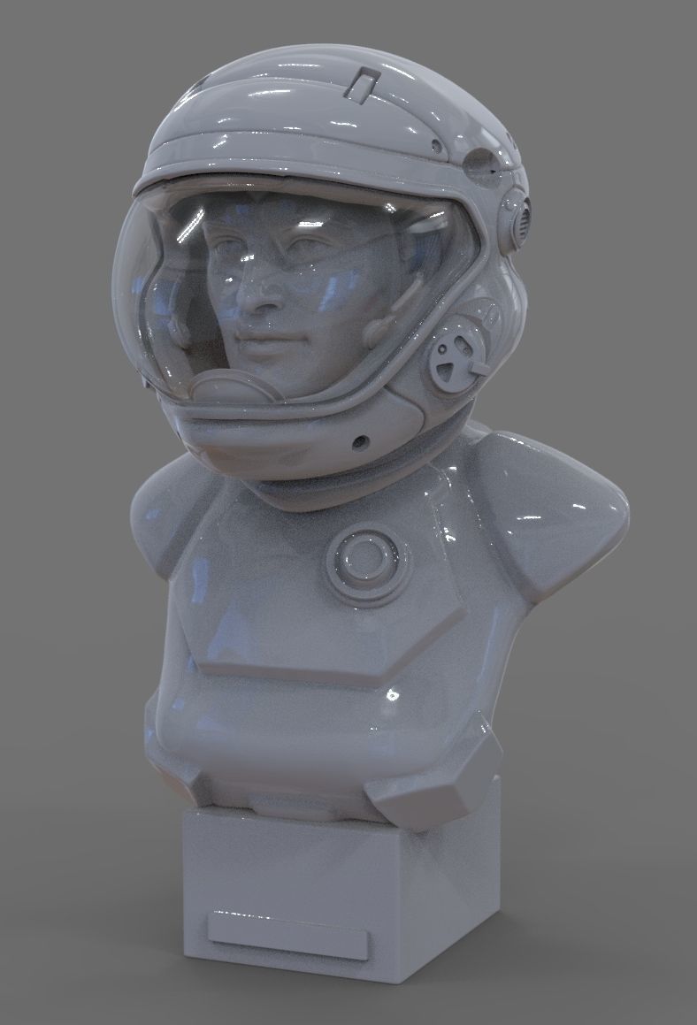 Astronaut Girl Bust 3D print model_1