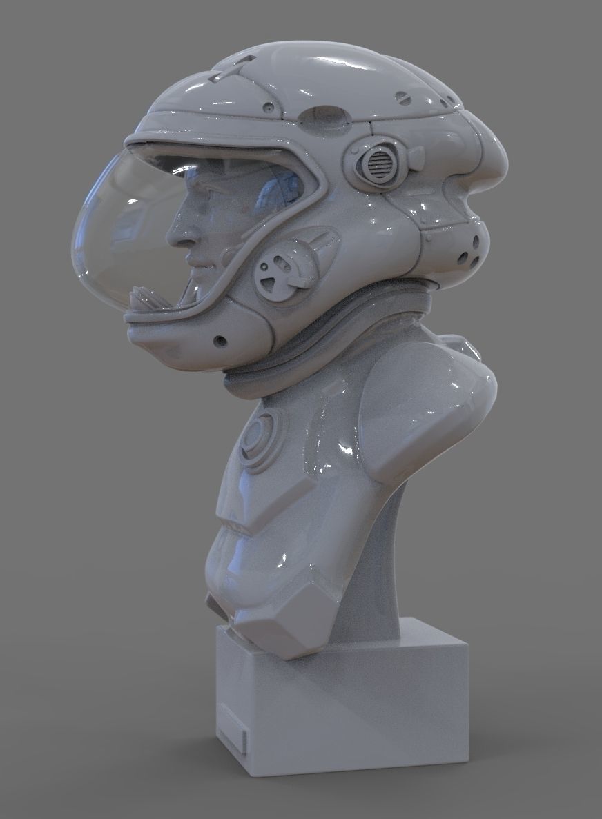 Astronaut Girl Bust 3D print model_2
