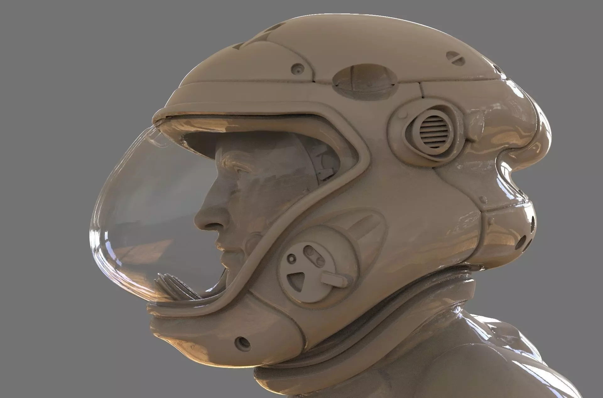 Astronaut Girl Bust 3D print model_0