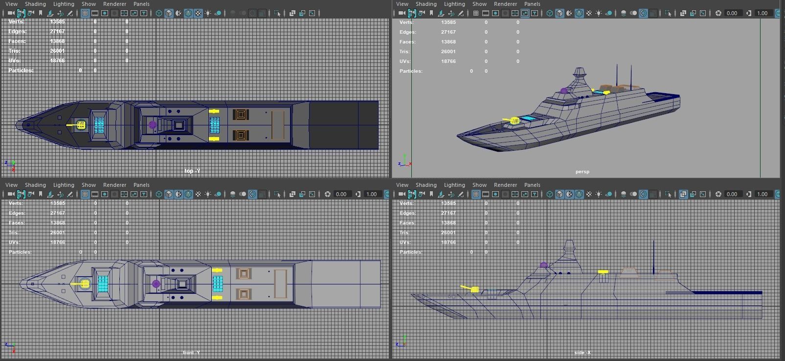 Stealth Frigate Low-poly 3D model_3