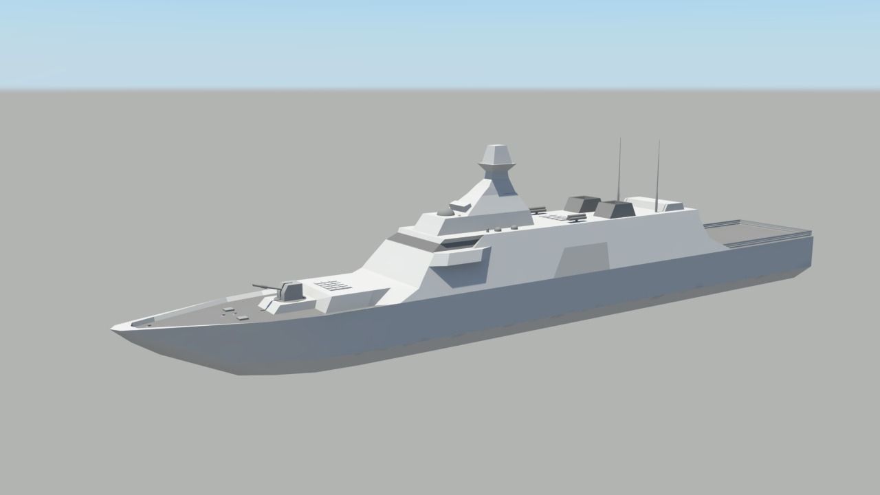 Stealth Frigate Low-poly 3D model_2