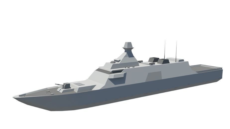 Stealth Frigate Low-poly 3D model_1