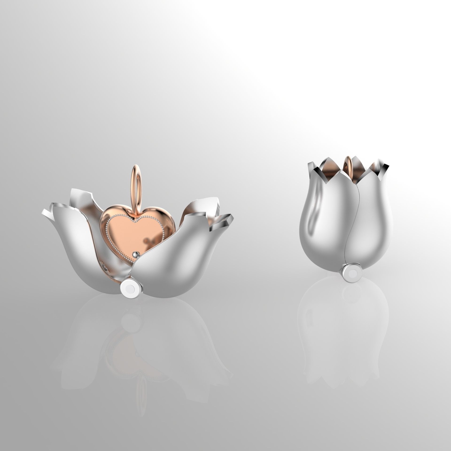 Lovely Tulip Heart Locket 3D print model_1