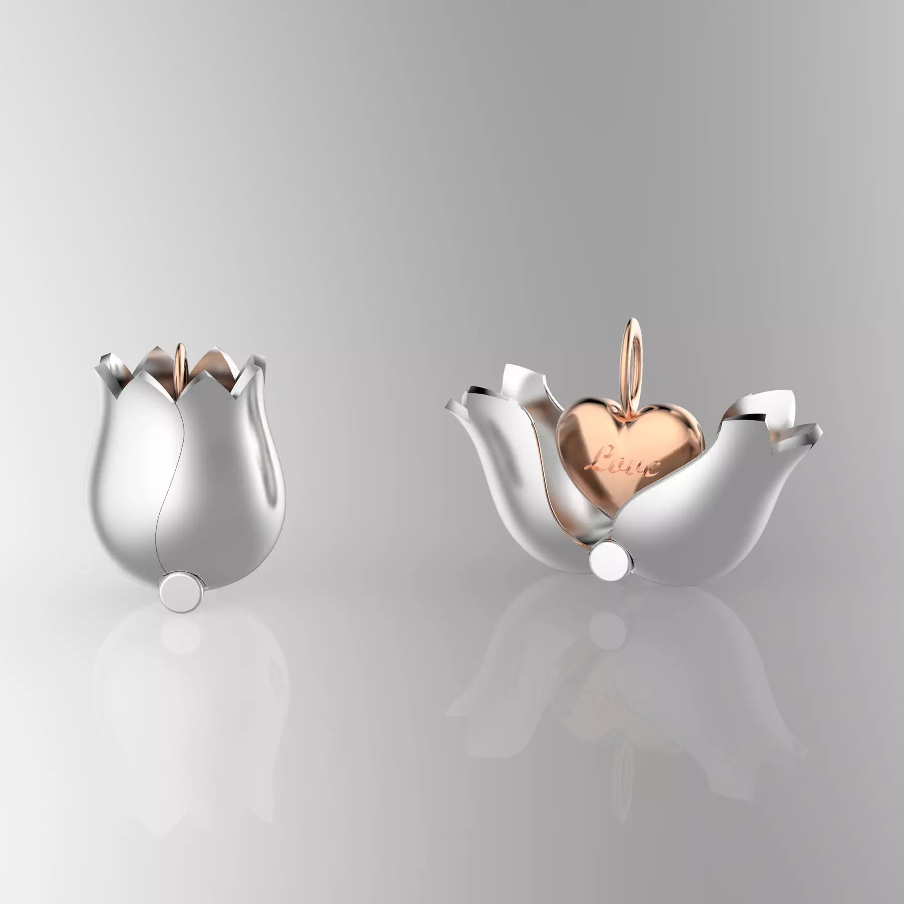 Lovely Tulip Heart Locket 3D print model_0