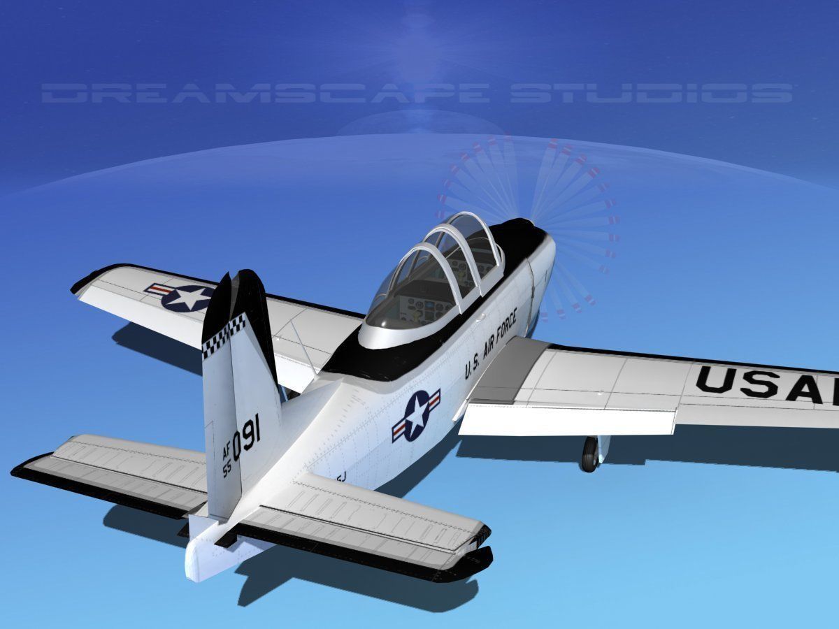 Beechcraft T-34 Mentor V07 USAF 3D model_6