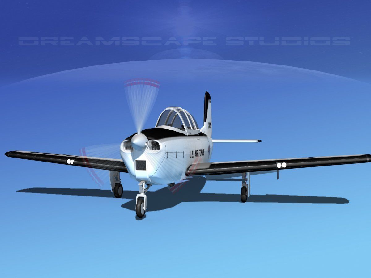 Beechcraft T-34 Mentor V07 USAF 3D model_1