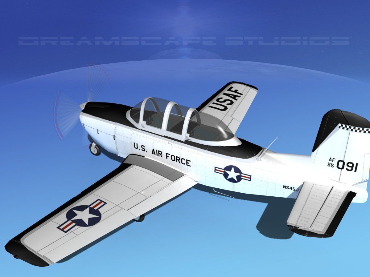 Beechcraft T-34 Mentor V07 USAF 3D model_8