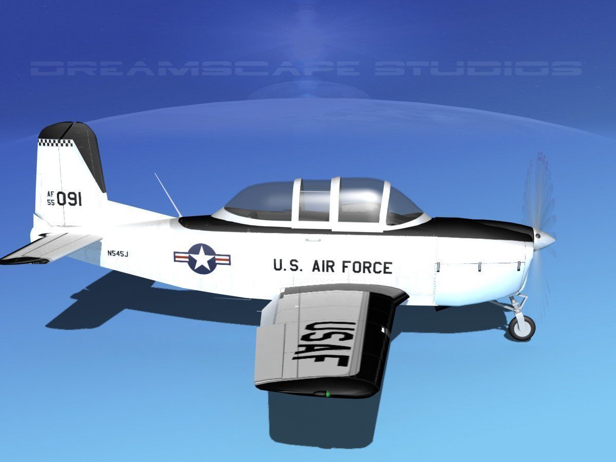 Beechcraft T-34 Mentor V07 USAF 3D model_4