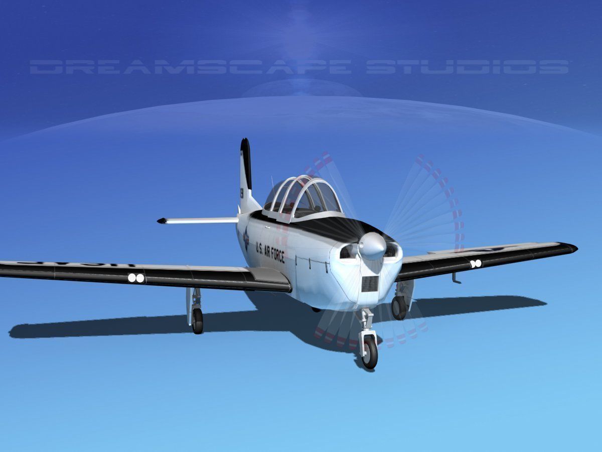 Beechcraft T-34 Mentor V07 USAF 3D model_2