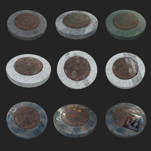 LOW POLY Russian-USSR sewer 1972 PBR LOD Low-poly 3D model