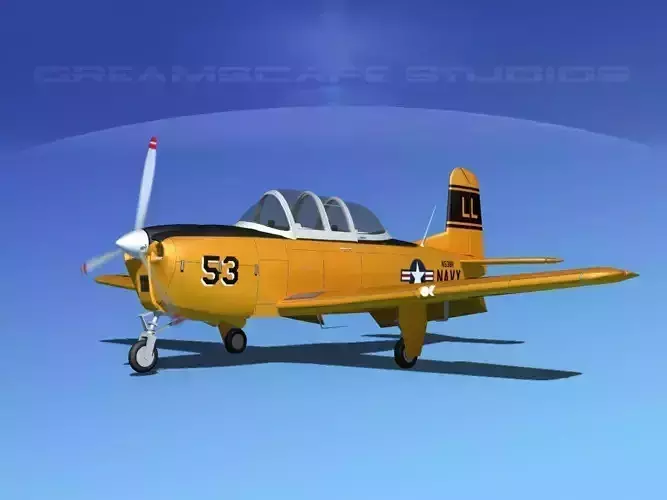 Beechcraft T-34 Mentor V14 USN 3D model