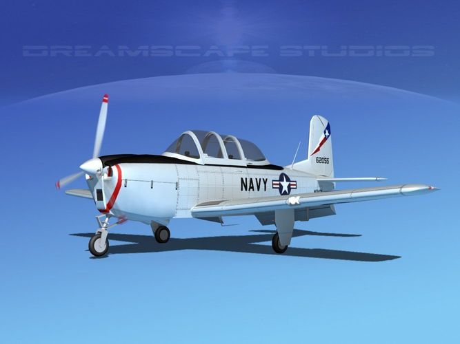Beechcraft T-34 Mentor V15 USN 3D model