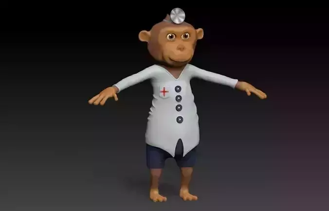 Monkey doctor Low-poly 3D model
