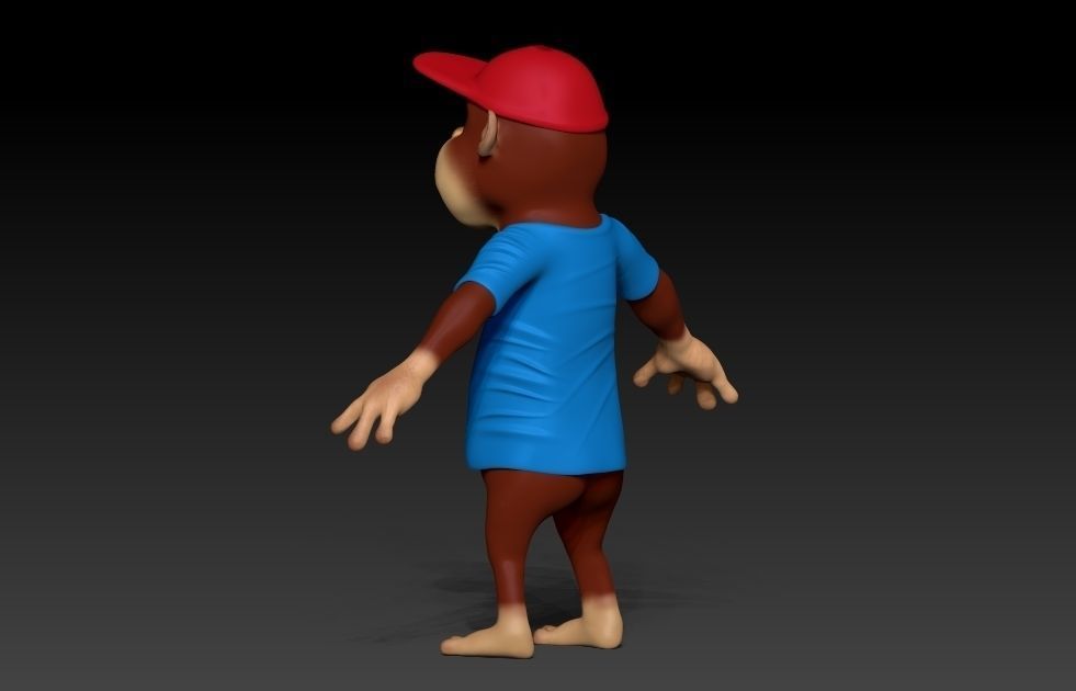 Monkey junior Low-poly 3D model_3