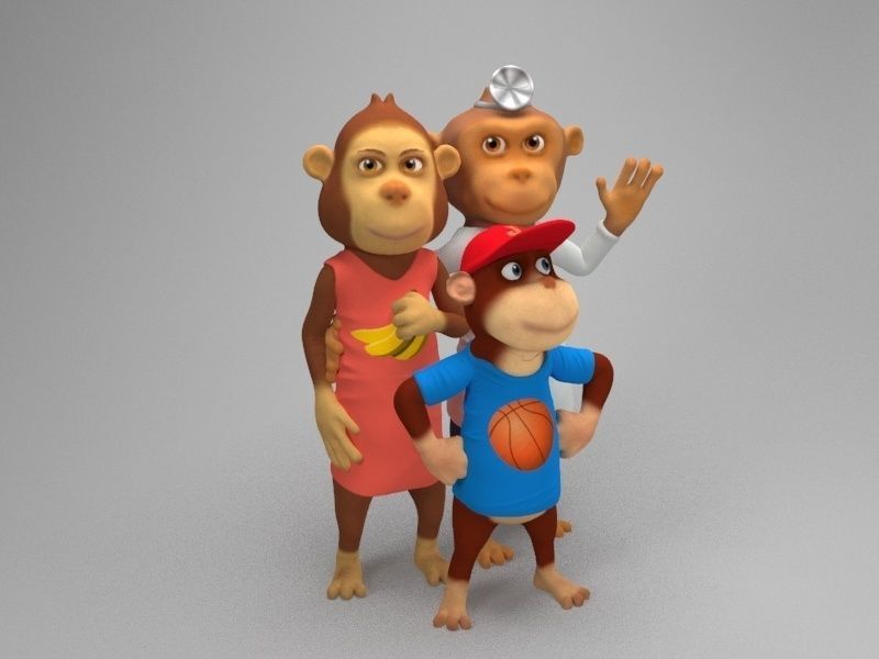 Monkey junior Low-poly 3D model_6