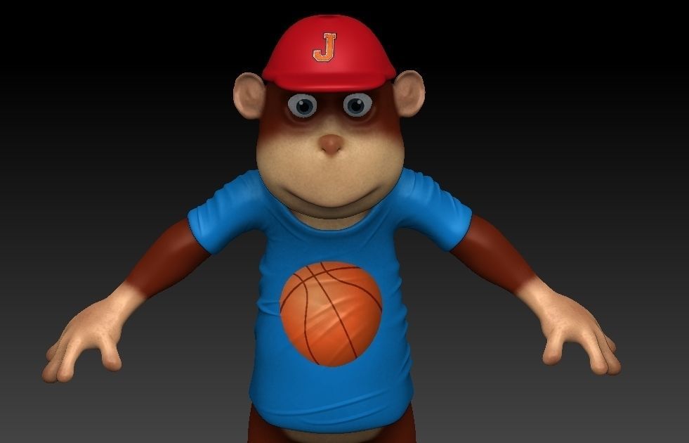 Monkey junior Low-poly 3D model_4