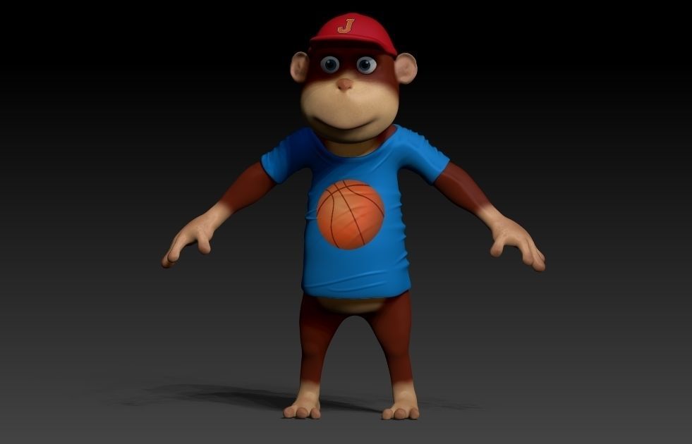 Monkey junior Low-poly 3D model_2