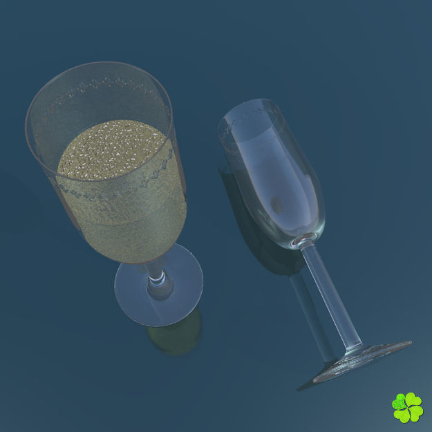 Glass of champagne low poly Low-poly 3D model_10