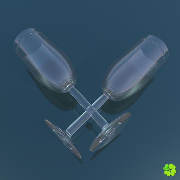 Glass of champagne low poly Low-poly 3D model_9