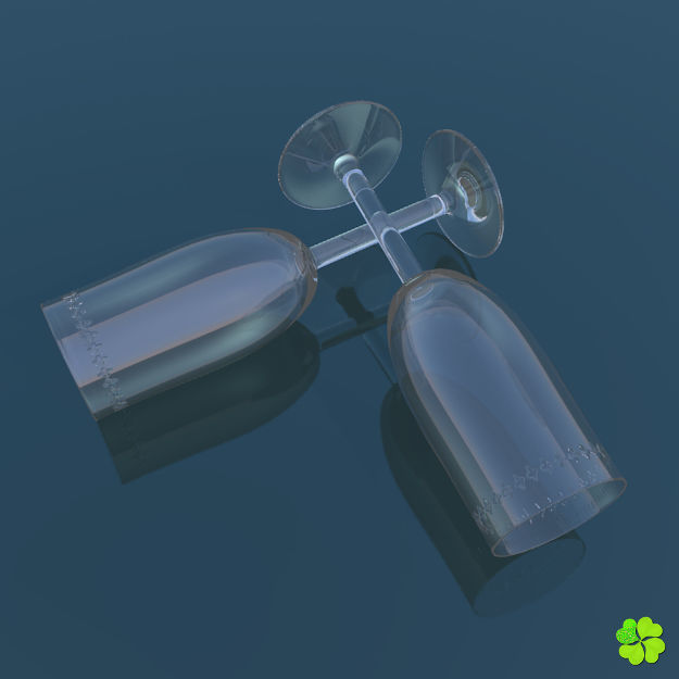 Glass of champagne low poly Low-poly 3D model_7