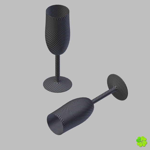 Glass of champagne low poly Low-poly 3D model_24