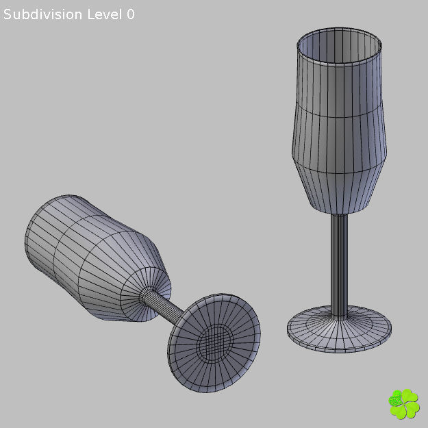 Glass of champagne low poly Low-poly 3D model_15