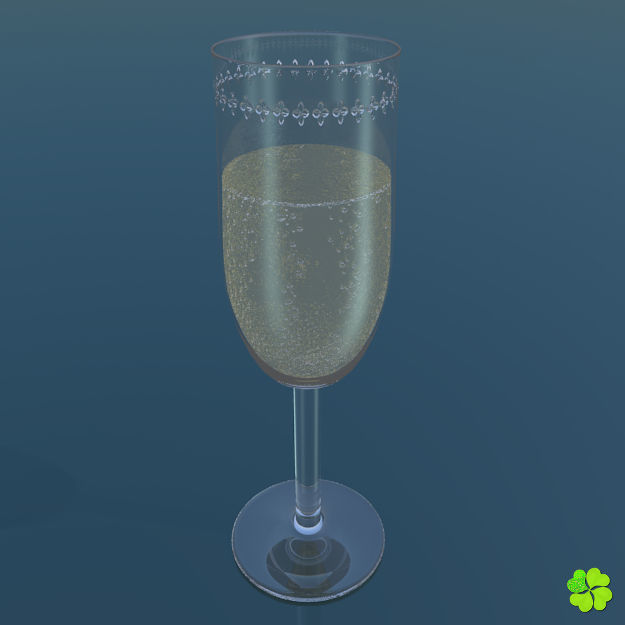 Glass of champagne low poly Low-poly 3D model_3