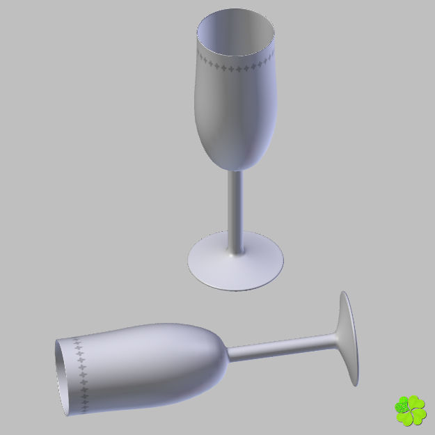 Glass of champagne low poly Low-poly 3D model_22
