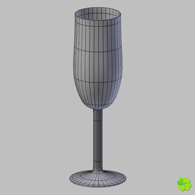Glass of champagne low poly Low-poly 3D model_16