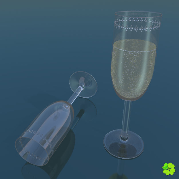 Glass of champagne low poly Low-poly 3D model_1