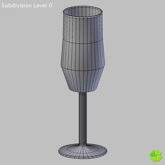Glass of champagne low poly Low-poly 3D model_17