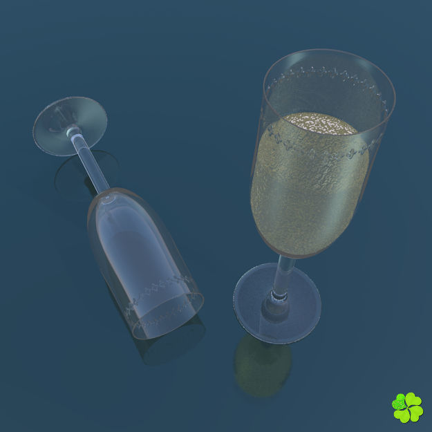 Glass of champagne low poly Low-poly 3D model_6